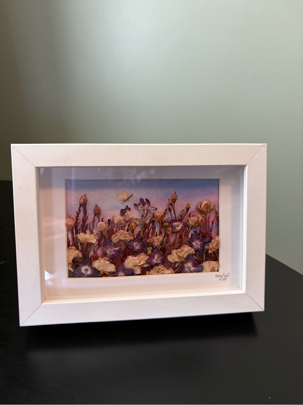 Dried Pressed Flowers in Photo Frame Shadow Box Floral Natural Art